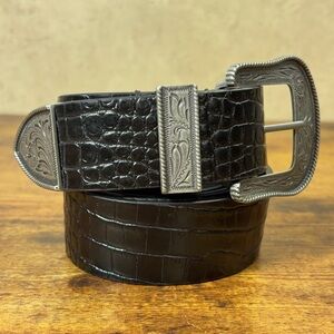 Lauren Ralph Lauren Western Belt Womens Size XXL Embossed Leather Crocodile